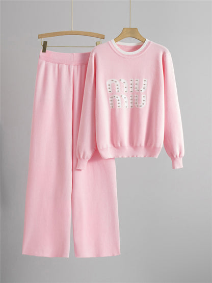 Completo Casual Pantalone Beaded Contrast Suit