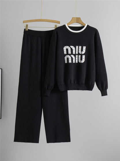 Completo Casual Pantalone Beaded Contrast Suit