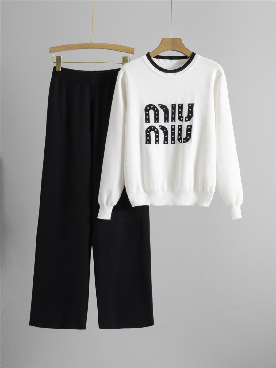 Completo Casual Pantalone Beaded Contrast Suit