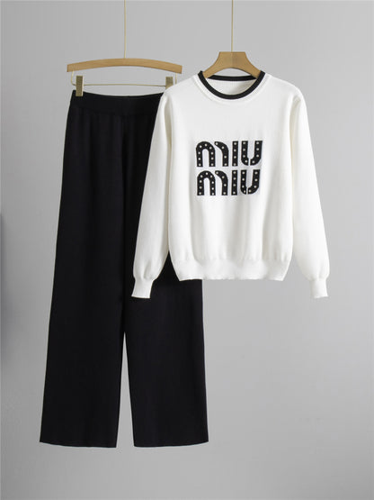 Completo Casual Pantalone Beaded Contrast Suit