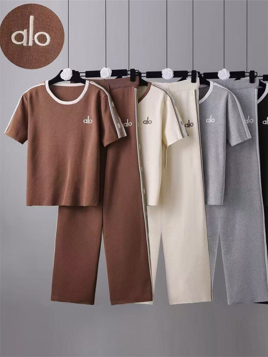 Completo Casual Pantalone Embroidered Knit Sport