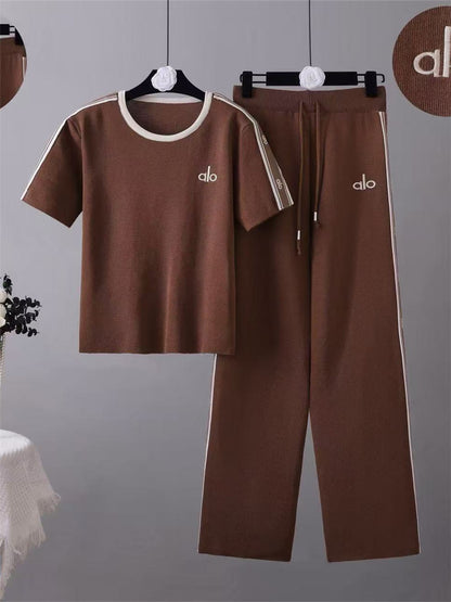 Completo Casual Pantalone Embroidered Knit Sport
