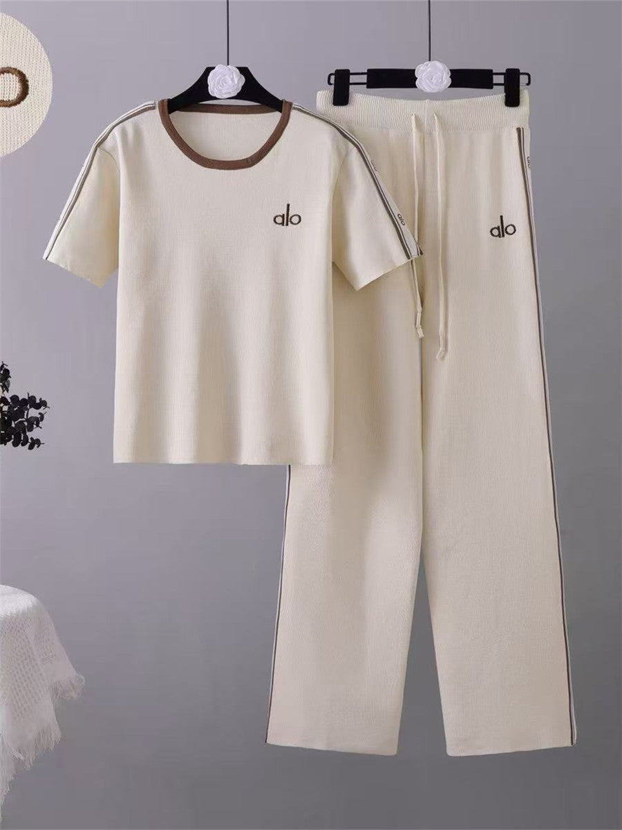 Completo Casual Pantalone Embroidered Knit Sport