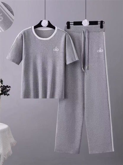 Completo Casual Pantalone Embroidered Knit Sport