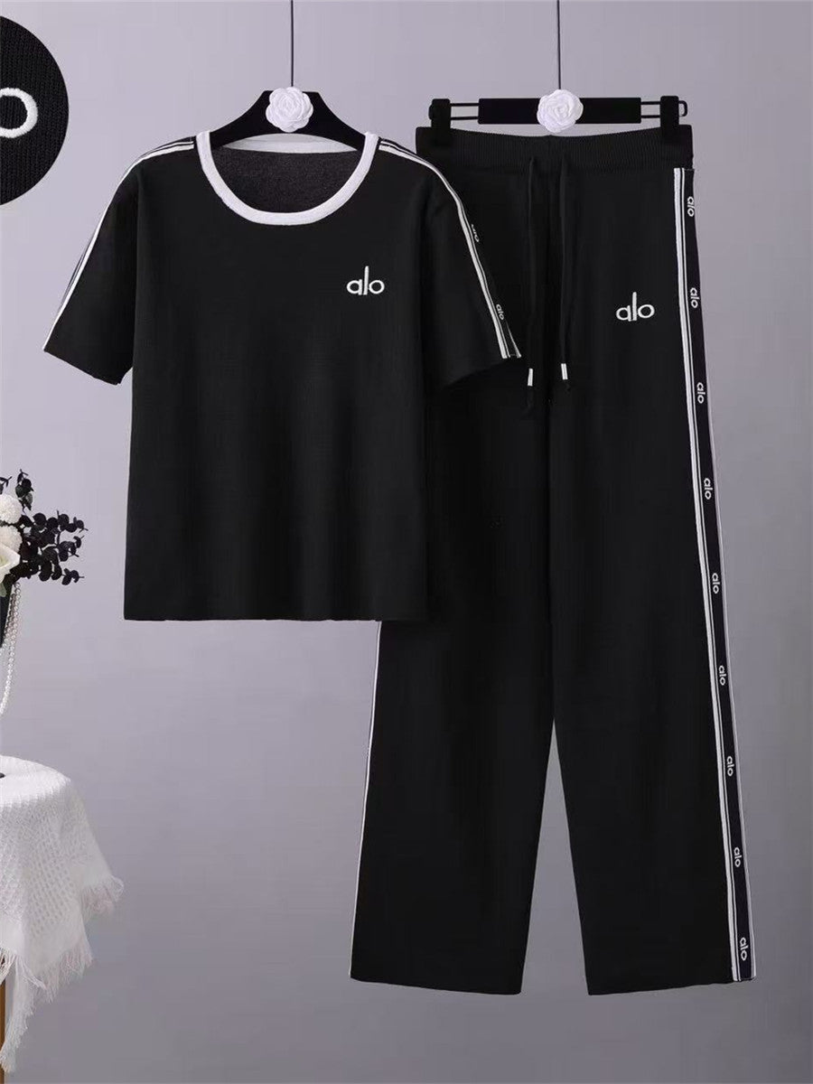 Completo Casual Pantalone Embroidered Knit Sport