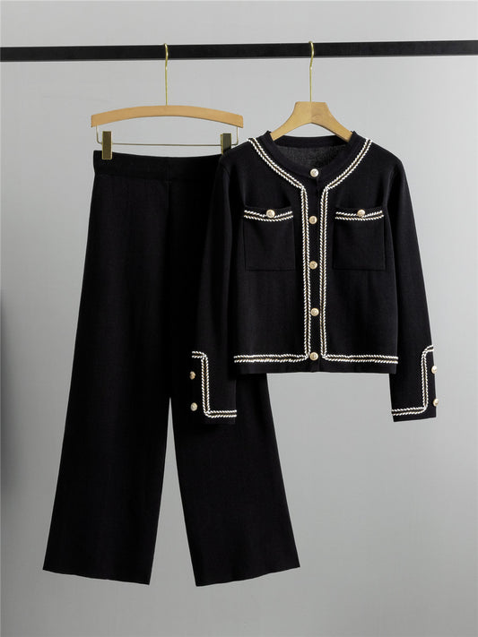 Completo Casual Pantalone Striped Topstitch Knit