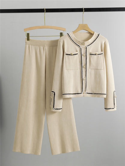 Completo Casual Pantalone Striped Topstitch Knit