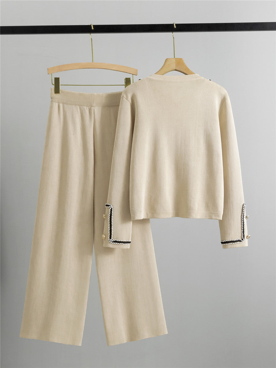 Completo Casual Pantalone Striped Topstitch Knit