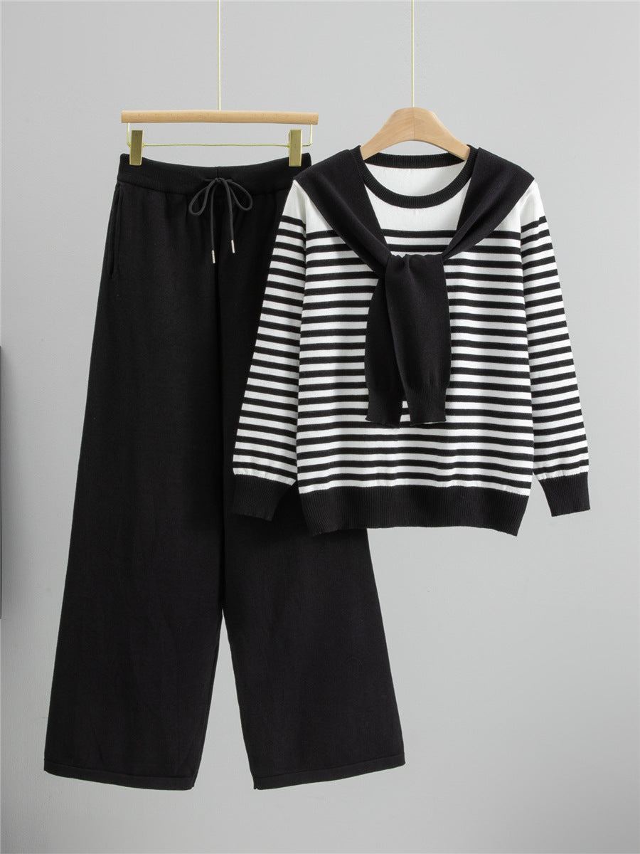 Completo Casual Pantalone Striped Contrast Suit