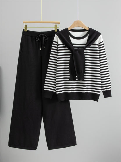 Completo Casual Pantalone Striped Contrast Suit