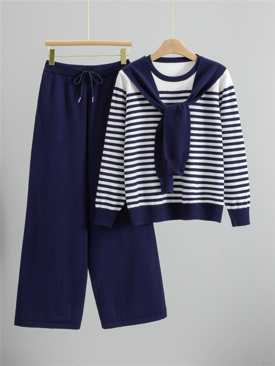 Completo Casual Pantalone Striped Contrast Suit