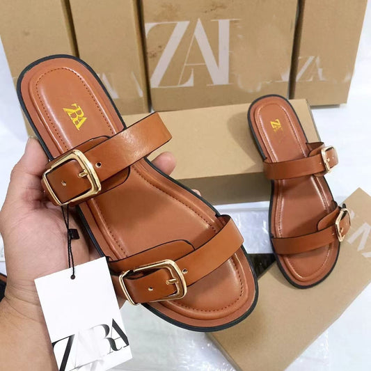 Sandalo Flat Single Strap Metal Chic