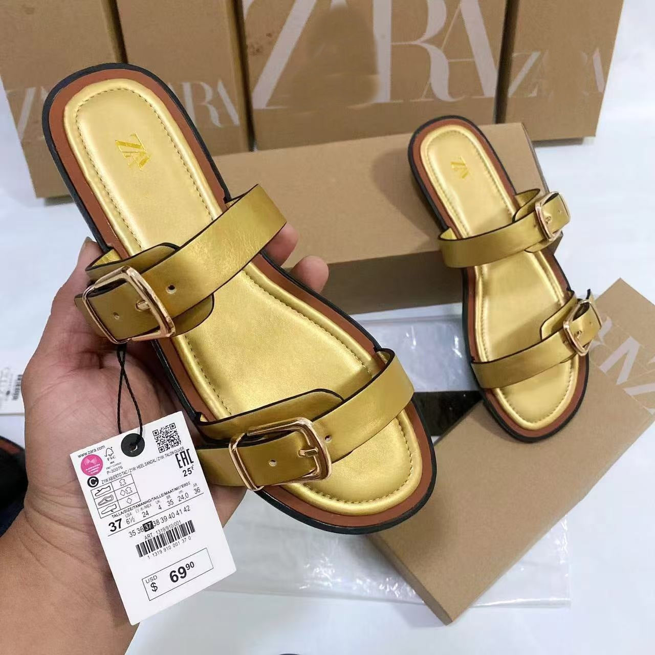Sandalo Flat Single Strap Metal Chic