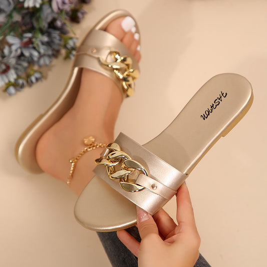 Sandalo Flat Casual Round Head Chain
