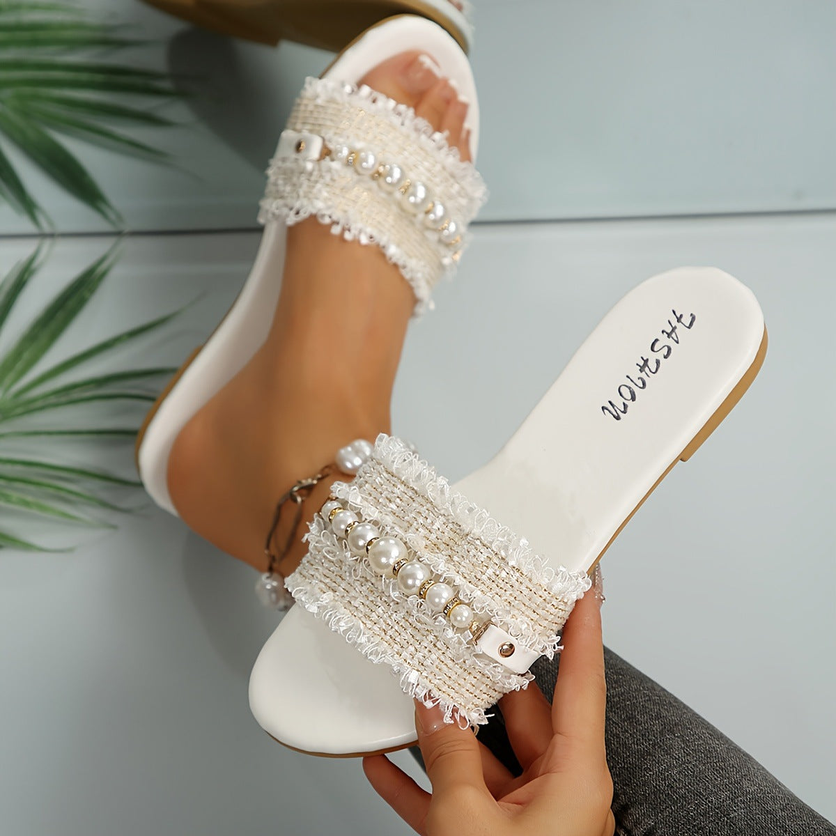 Sandalo Flat Casual Pearl Cloth