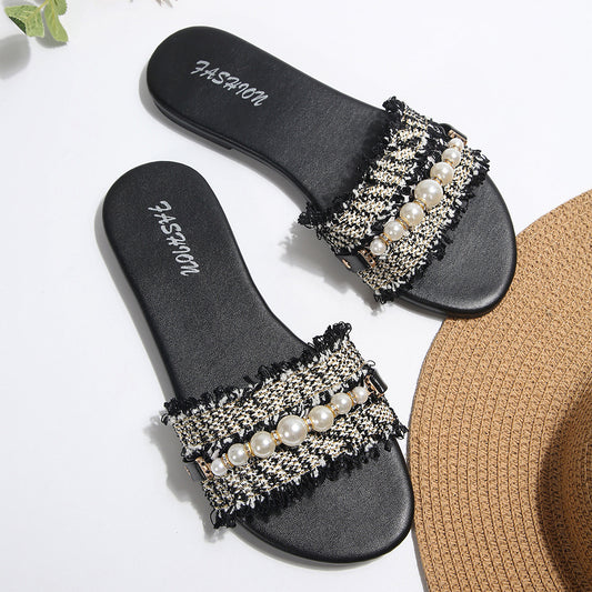 Sandalo Flat Casual Pearl Cloth