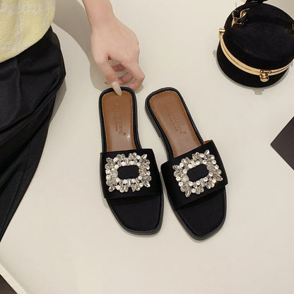 Sandalo Flatform Satin & Rhinestone