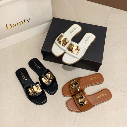 Sandalo Flat Single Strap Metal