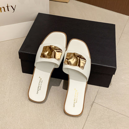 Sandalo Flat Single Strap Metal