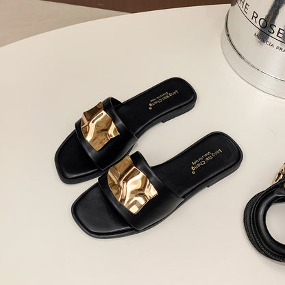 Sandalo Flat Single Strap Metal