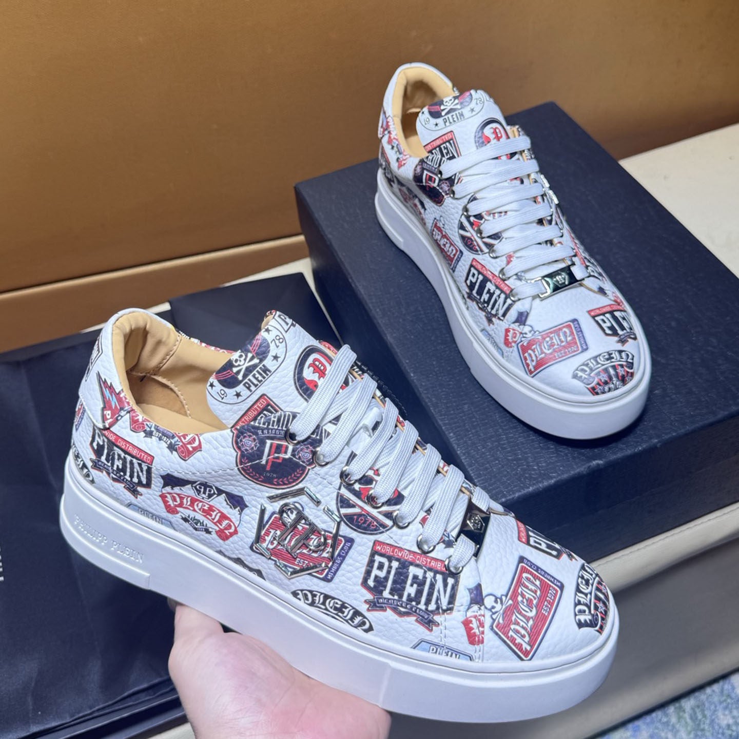 Philipp Plein Lo-Top "Hexagon" Patches