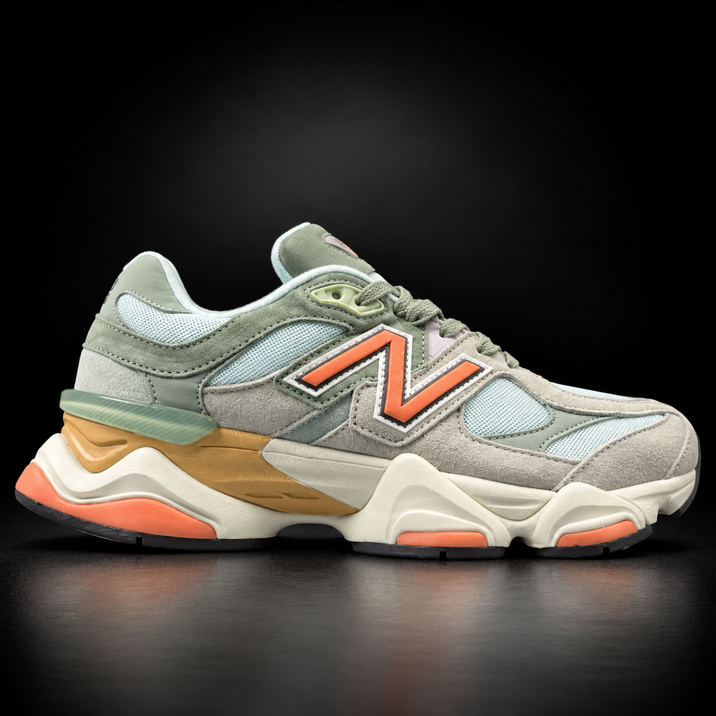 New Balance 9060 - Edizione Speciale Sage Green, Light Blue & Orange