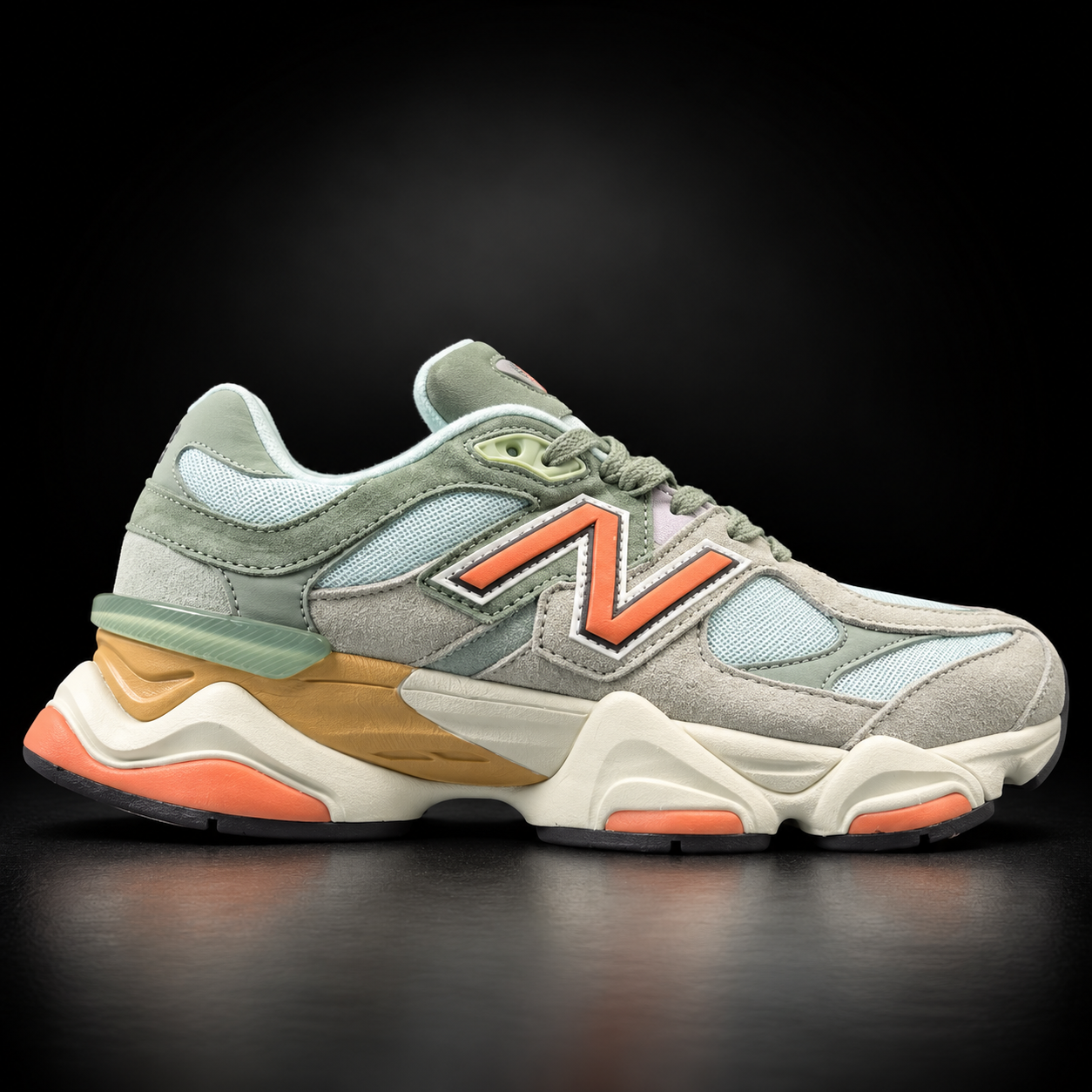 New Balance 9060 - Edizione Speciale Sage Green, Light Blue & Orange