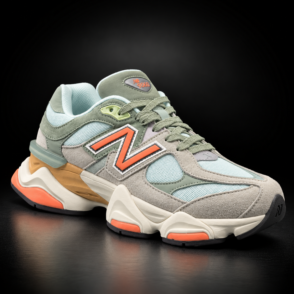 New Balance 9060 - Edizione Speciale Sage Green, Light Blue & Orange