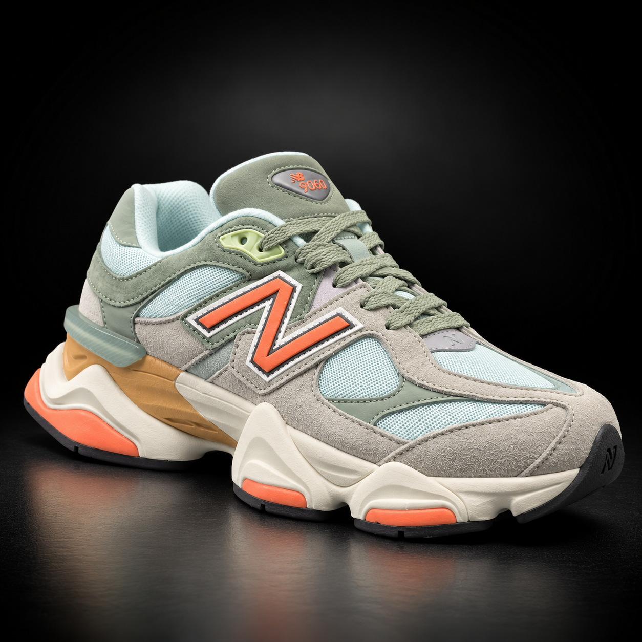 New Balance 9060 - Edizione Speciale Sage Green, Light Blue & Orange