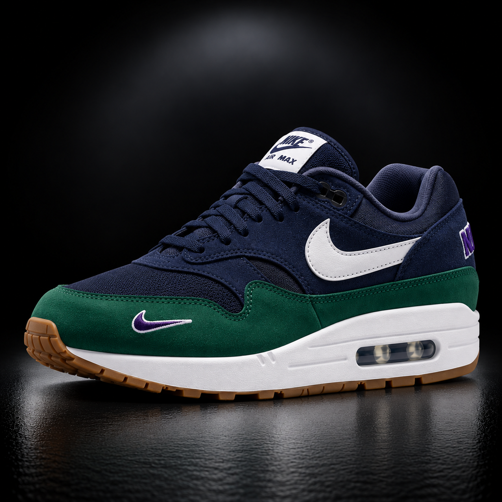 Nike Air Max 1 - Edizione Speciale Navy, Forest Green & Gum Sole