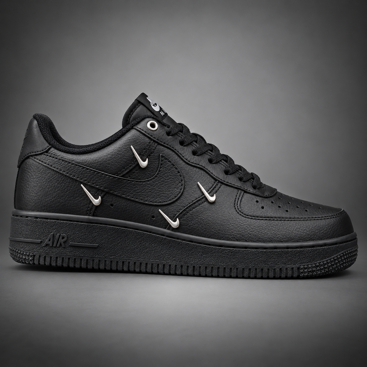 Air Force 1 Black Silver Swoosh
