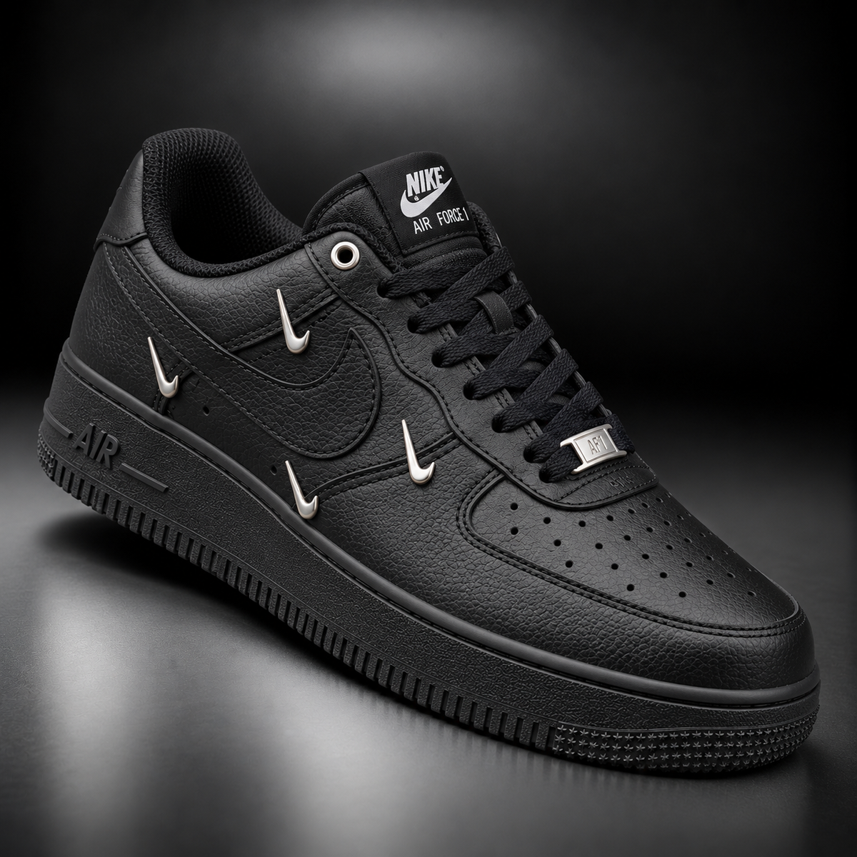 Air Force 1 Black Silver Swoosh
