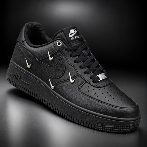 Air Force 1 Black Silver Swoosh