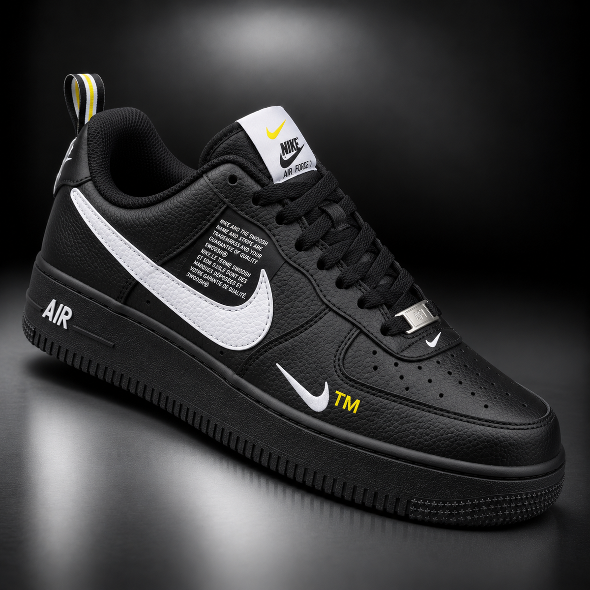 Air Force 1 Black & White – Yellow Detail
