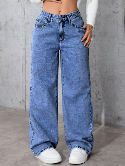 Jeans High-Waisted Straight-Leg con Taglio Loose e Soft Denim