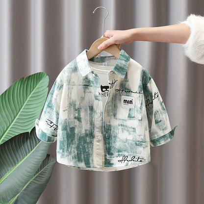 Camicia in Cotone all'85% con Taglio Lapel e Finitura Materica