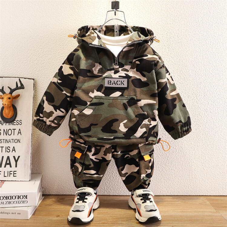 Set Coordinato in Cotone "Military-Green" con Cappuccio Integrato