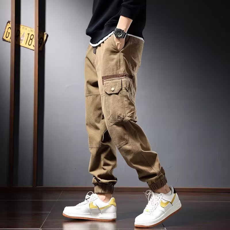Pantaloni Workwear in Twill di Cotone con Struttura Multi-Pocket