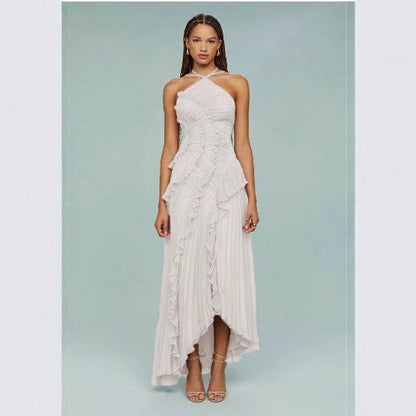 Abito Plissettato con Scollo all'Americana e Schiena Scoperta