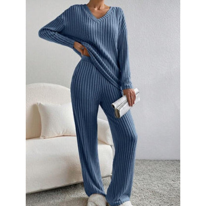 Trousers Suit "Knitted Comfort" con Texture Embossed e Silhouette Long-Sleeve