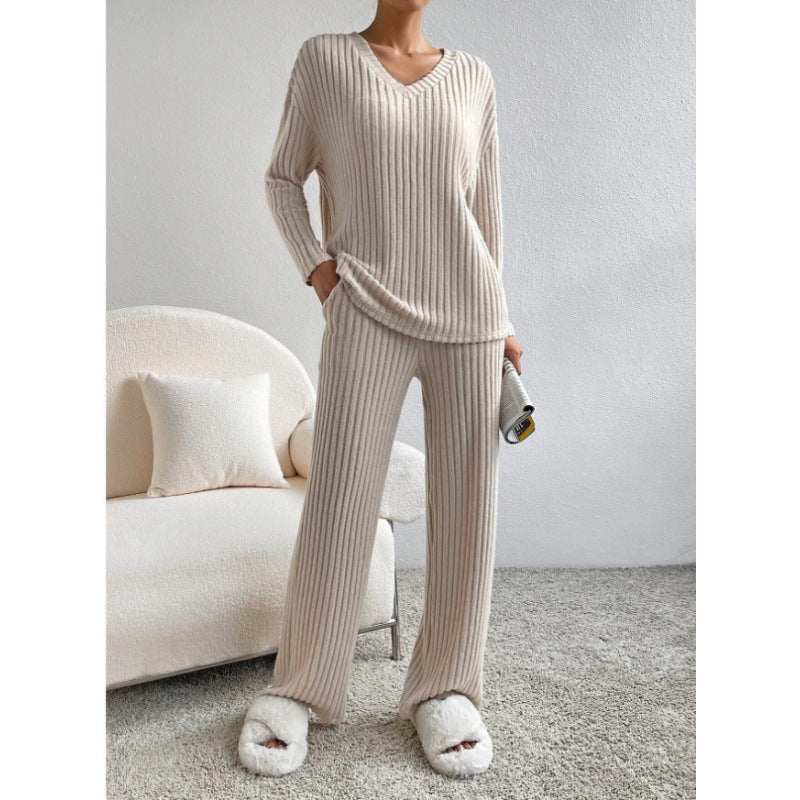 Trousers Suit "Knitted Comfort" con Texture Embossed e Silhouette Long-Sleeve