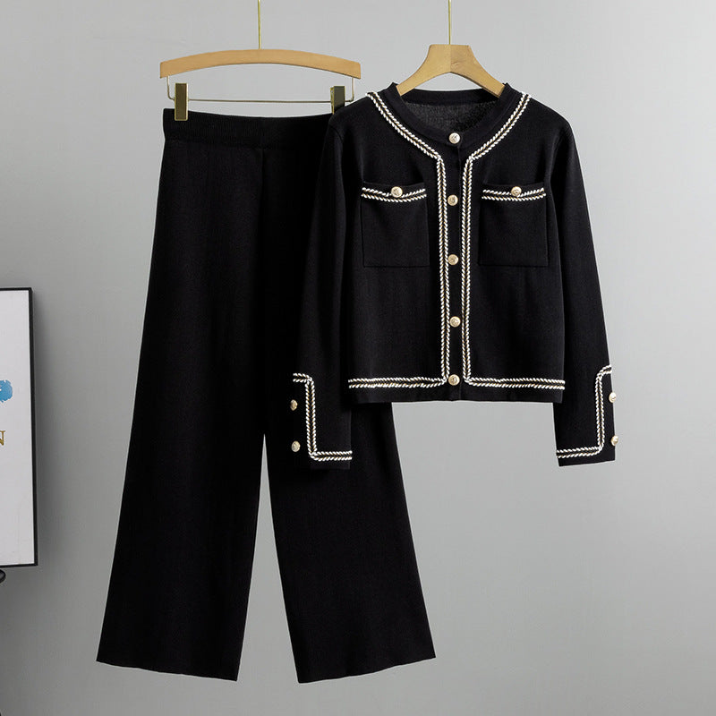 Completo Casual Pantalone Striped Topstitch Knit