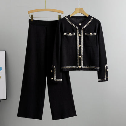 Completo Casual Pantalone Striped Topstitch Knit