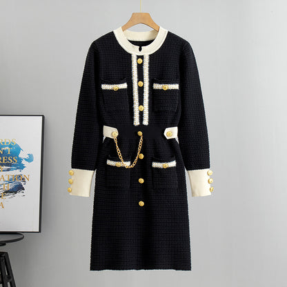 Abito Mid-Length in Maglia a Costine