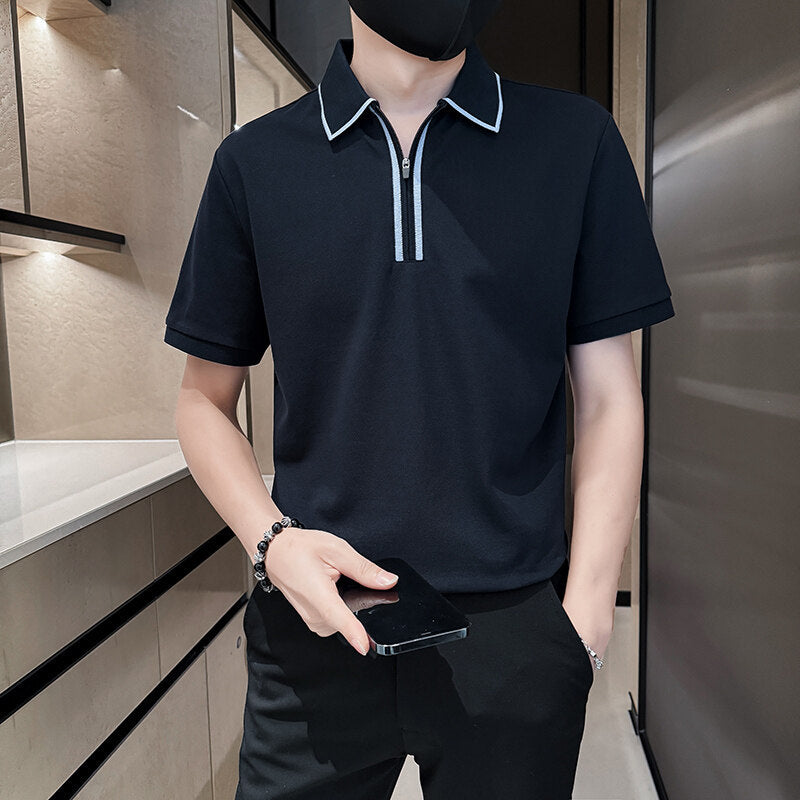Polo "Contemporary Contrast" Slim Fit in Cotone Pettinato Traspirante