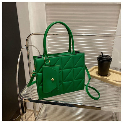 Borsa "Street Fashion" Plaid Square con Sistema a Tre Tracolle e Tasca 3D