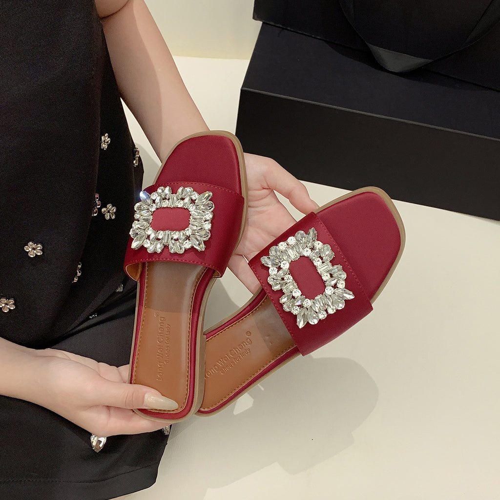Sandalo Flatform Satin & Rhinestone