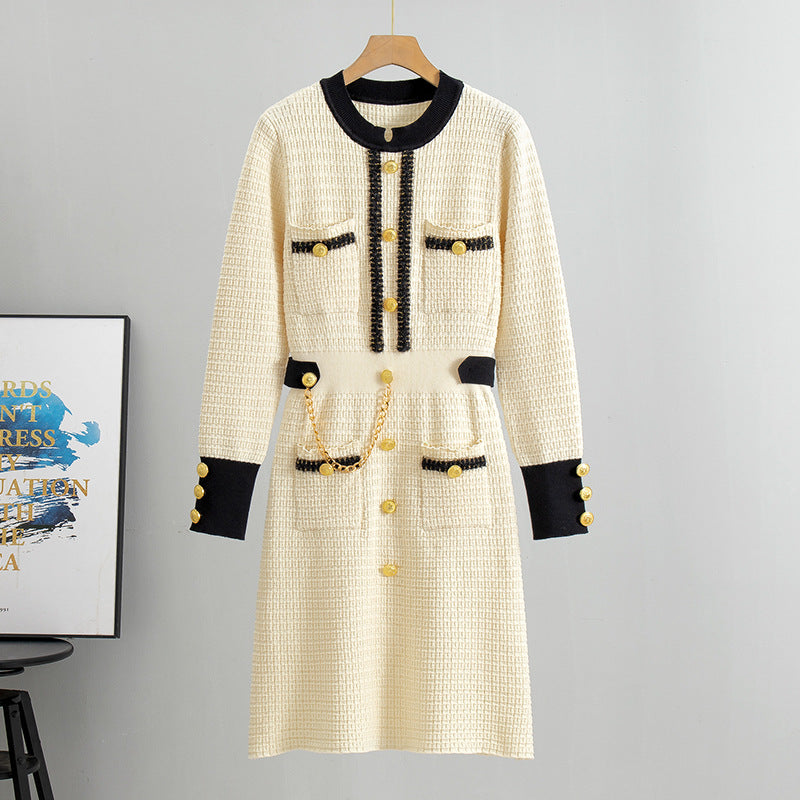 Abito Mid-Length in Maglia a Costine