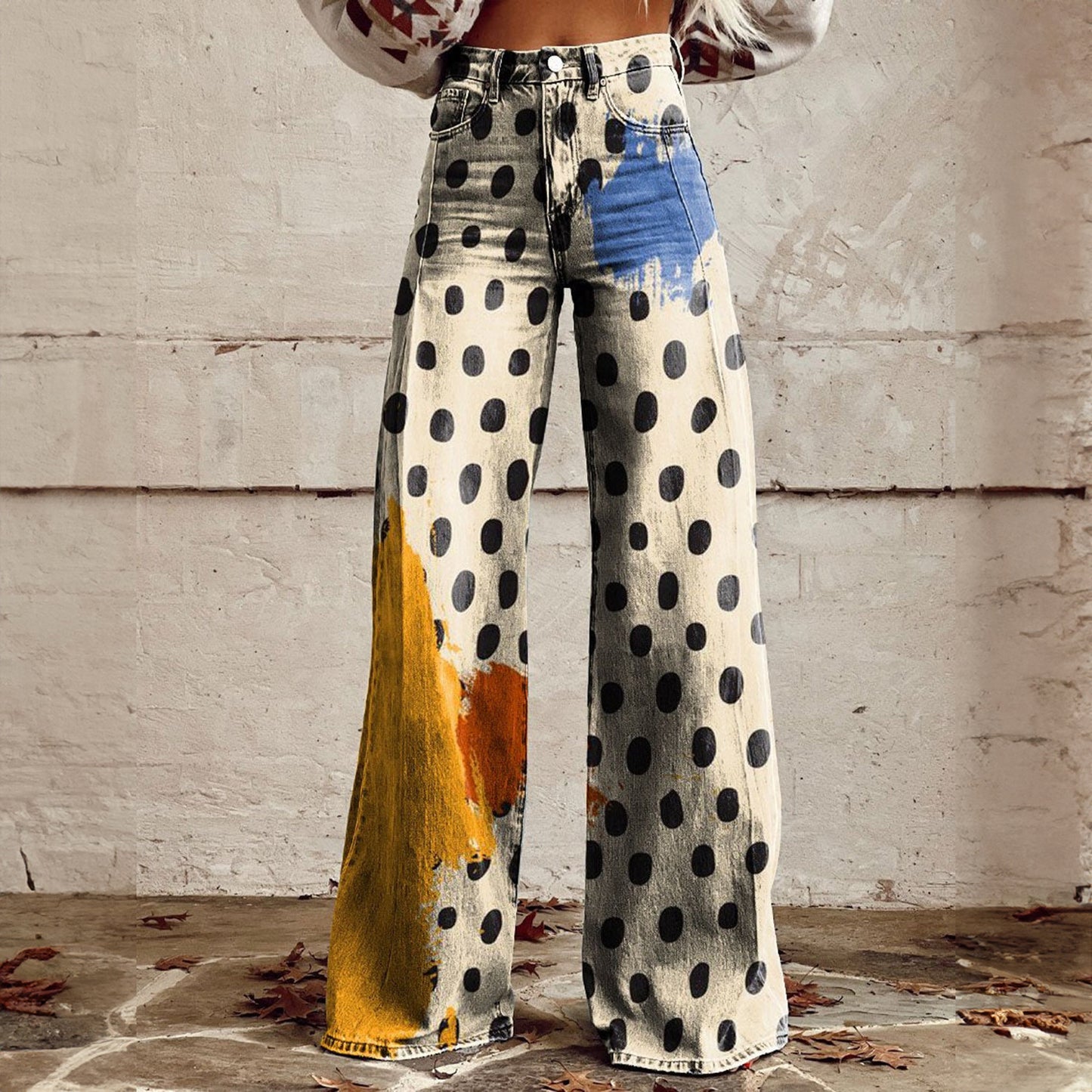 Jeans Wide-Leg "Imitation Jeans" in Tessuto Light-Poly