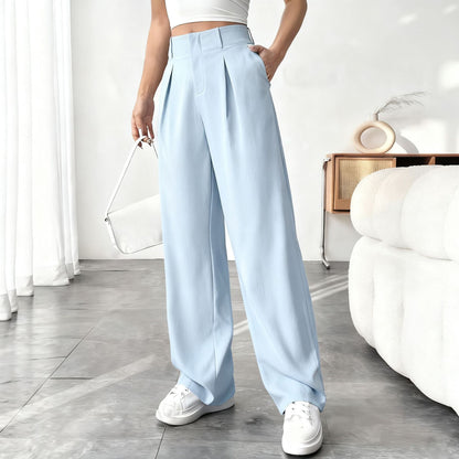 Pantaloni "Straight-Leg" ad Alta Definizione con Vita Alta e Texture Wrinkled
